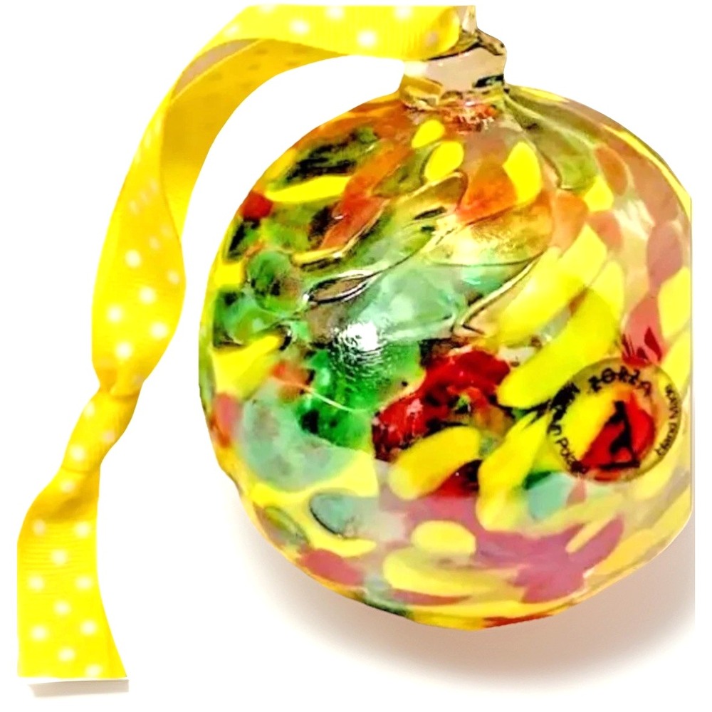 Zorza Hand blown Glass Orb Ball Sun Catcher Boho Cottage Ornament Large 4" Gift